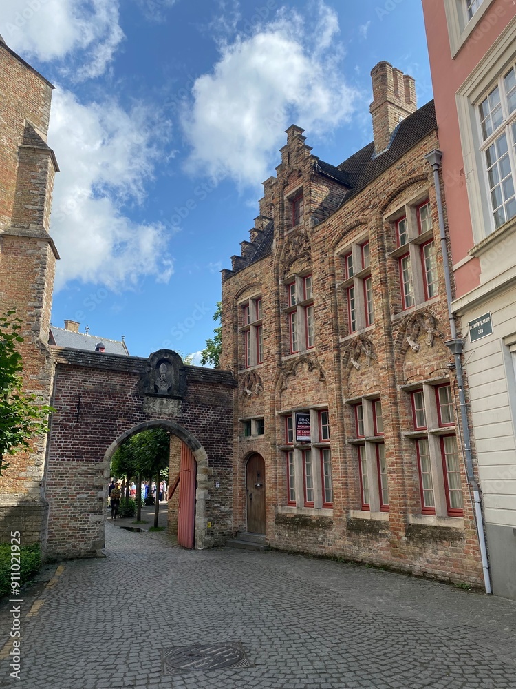 Fototapeta premium medieval street in Bruges Belgium 