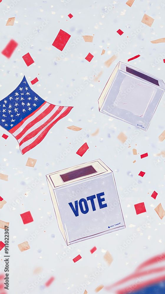 Obraz premium ballot box with american flag . votes are cast into a ballot box . elections in america . democrats vs republicans . politics .