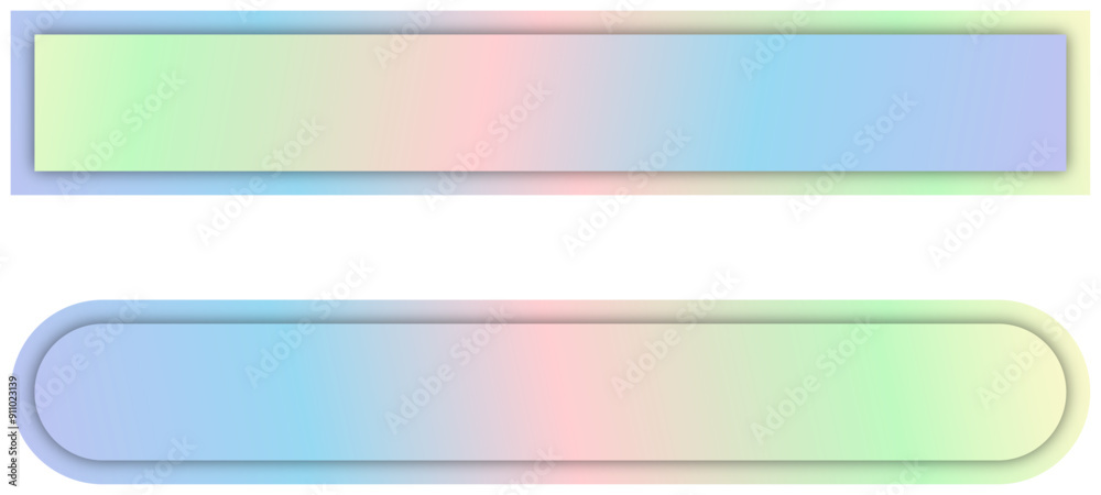 Holographic rainbow rectangles in pastel colors and drop shadow element effect for web banner template design Holographic rainbow rectangles in pastel colors and drop shadow element effect for web banner template design