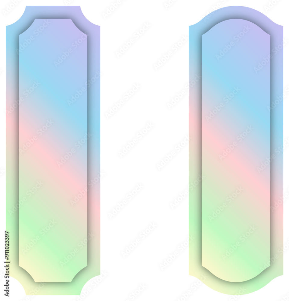 Set of pastel rainbow gradient label frame sign element for modern dreamy soft design and illustration Set of pastel rainbow gradient label frame sign element for modern dreamy soft design and illustration