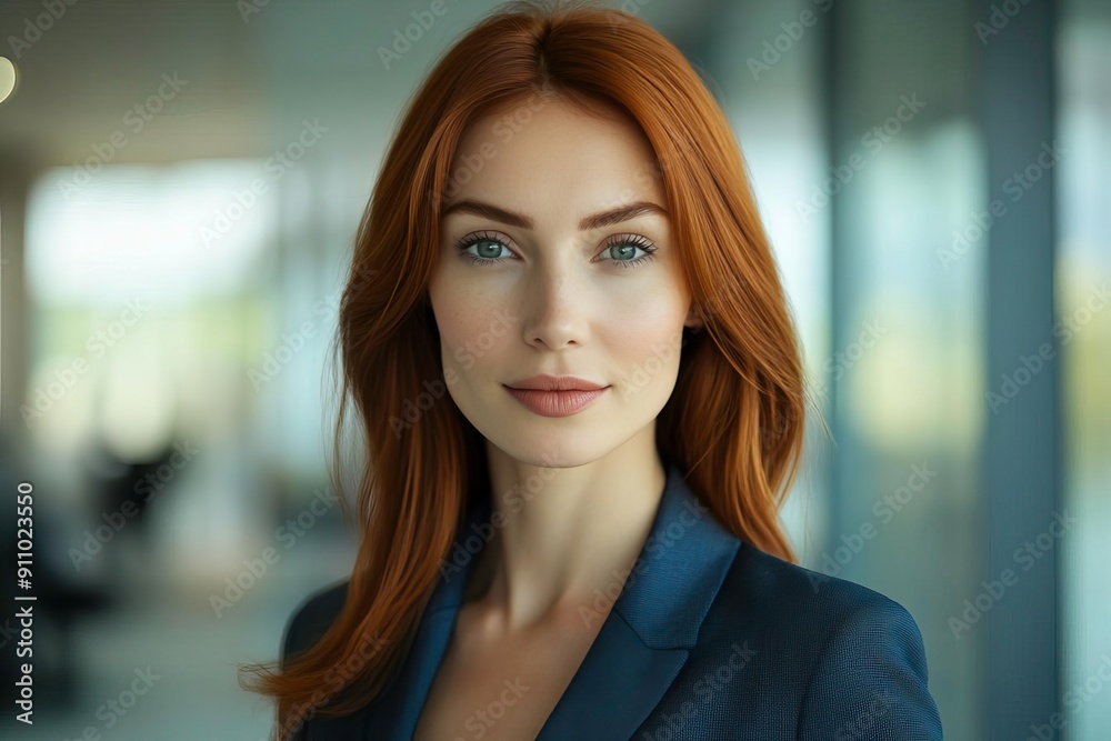 Professional portrait of a confident woman in a business suit, showcasing elegance and determination in a modern office environment. Professional portrait of a confident woman in a business suit, showcasing elegance and determination in a modern office environment.
