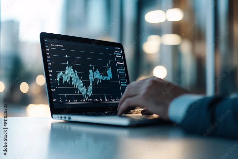 An investor analyzing dividend yield charts on a laptop in a modern office setting, with data-driven insights on the screen. The scene conveys the importance of dividends in boosting stock investment An investor analyzing dividend yield charts on a laptop in a modern office setting, with data-driven insights on the screen. The scene conveys the importance of dividends in boosting stock investment