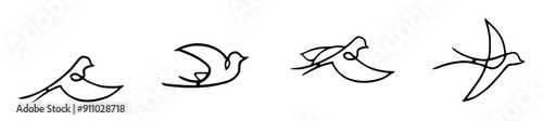 4 abstract birds – drawing for a laser machine