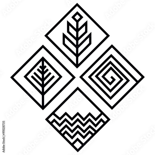 4 ELEMENTS – vector drawings for laser