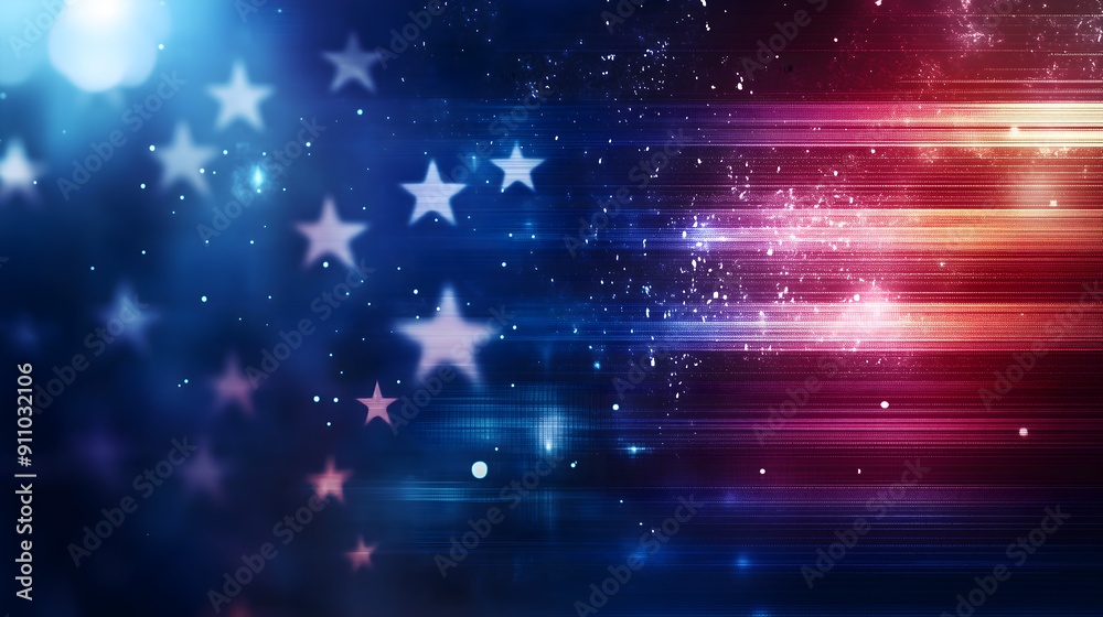 Obraz premium happy 4th of july independence day illustration over futuristic patriotic holiday celebration background