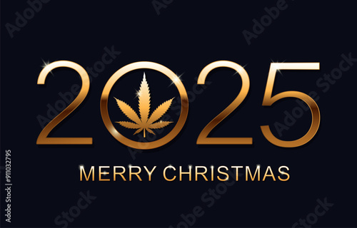 New Year 2025 and Merry Christmas greeting card vector illustration. Merry Christmas 2025.