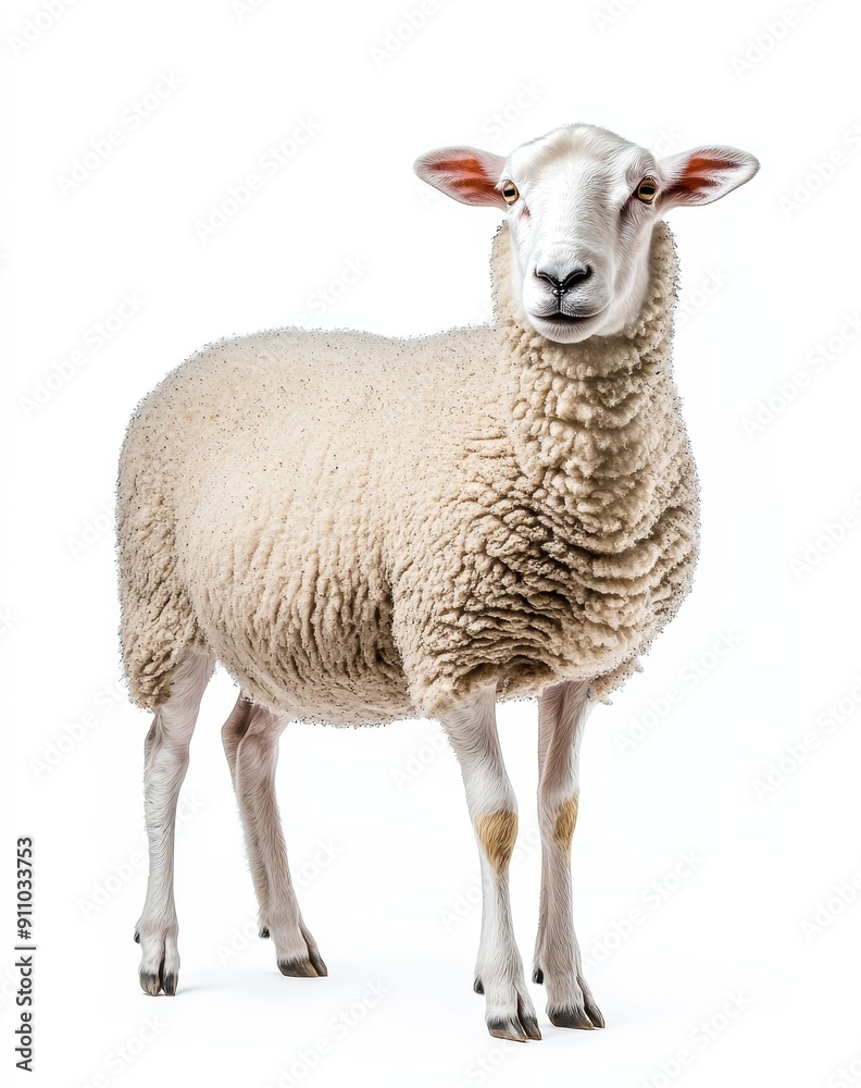 The generative AI animal of a domestic sheep isolated on a white background as a transparent PNG file The generative AI animal of a domestic sheep isolated on a white background as a transparent PNG file