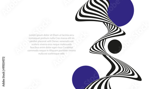Vertical striped ribbon on white background, design element