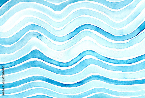 Pastel blue watercolor sea waves