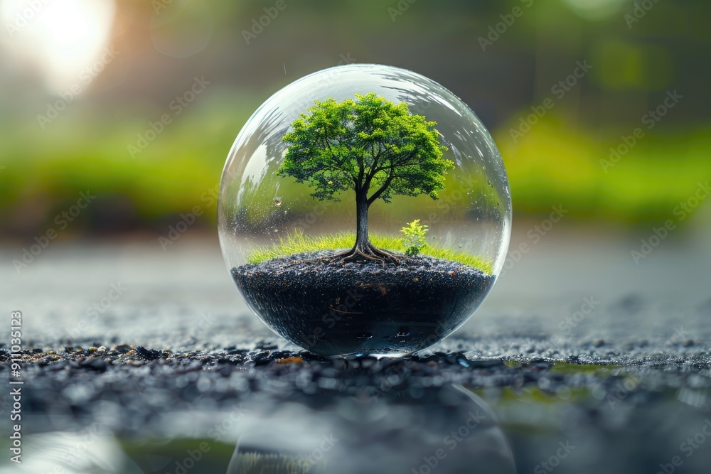 A Miniature Ecosystem Encased in a Glass Sphere A Miniature Ecosystem Encased in a Glass Sphere