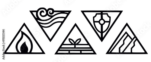 5 elements in triangle panels in SVG format