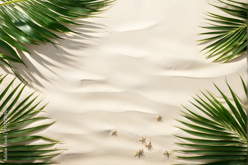 summer background of beach sand with shadows from palm leaves, top view
summer background of beach sand with shadows from palm leaves, top view