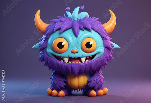 adorable cartoon style halloween monster 3d render 