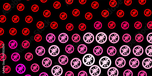 Dark Red vector backdrop with virus symbols.