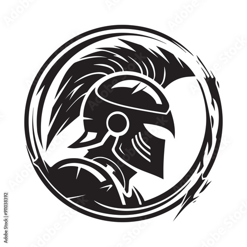 Spartan warrior logo in helmet emblem vector image. Spartan warrior head logo Vector Image
