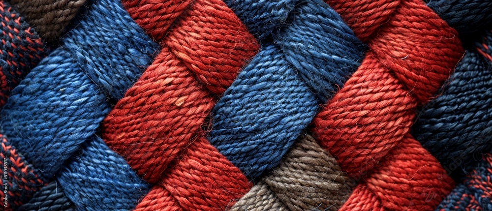 A colorful array of yarns in a pattern