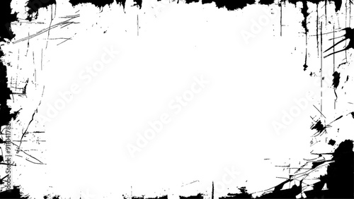 Dot work frame pattern vector background. Sand scratches effect. Grunge Black Border Frame. Distressed Effect.