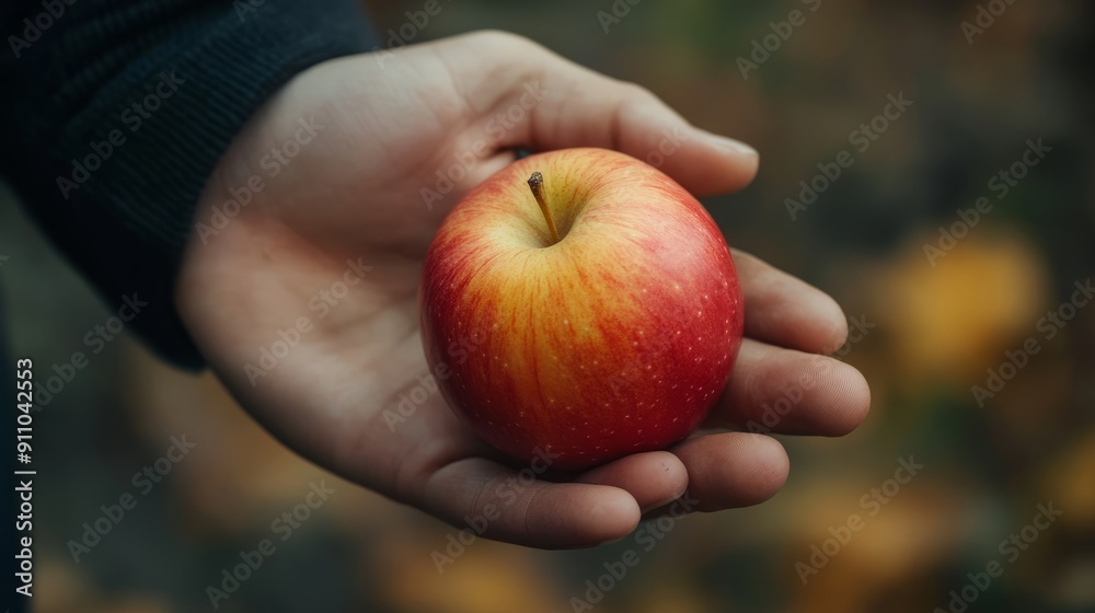 custom made wallpaper toronto digitalFreshly Picked Apple Held in Hand - Close Up Image