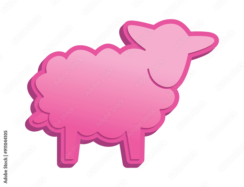pink sheep cartoon isolated on white vector illustration pink sheep cartoon isolated on white vector illustration