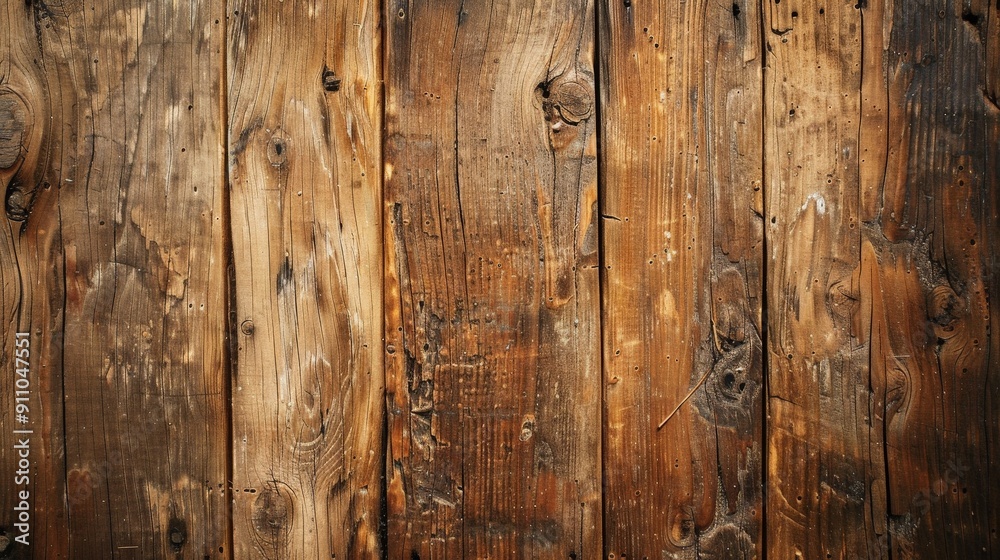 Obraz premium A close-up view of rustic wooden planks with distinct knots and grains, highlighting the natural, rugged beauty and texture that makes wooden surfaces timeless and unique.