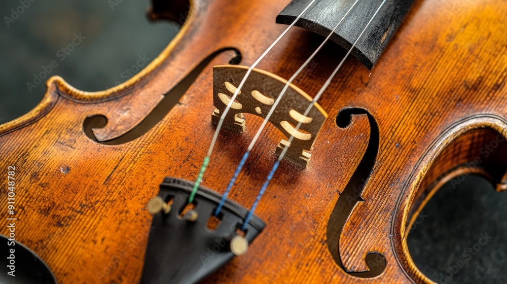 Violin Strings and Bow: A Detailed Close-Up View Violin Strings and Bow: A Detailed Close-Up View