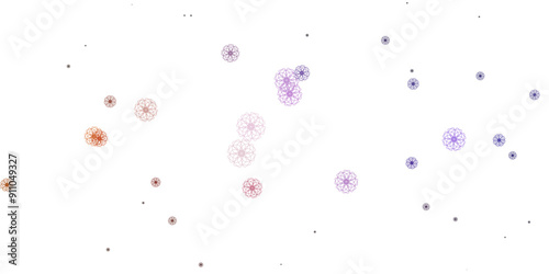 Light Pink, Yellow vector doodle template with flowers.