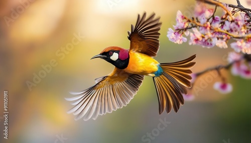 Birds in flight, vibrant colors, dynamic scenes, close-up, detailed