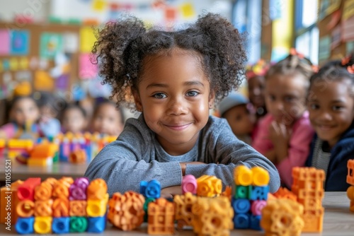 An inclusive classroom with children working on a project 