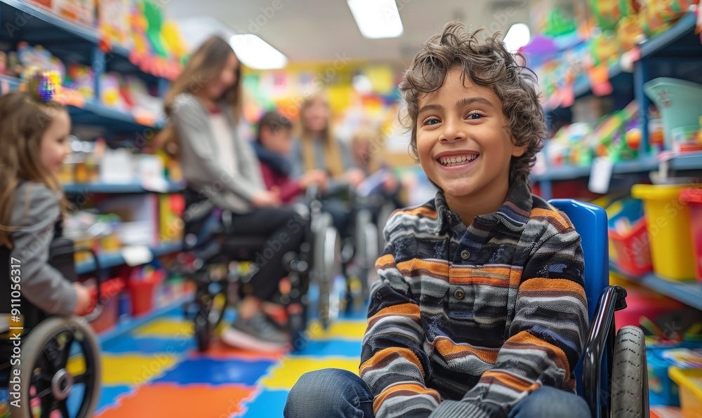 An inclusive classroom with children working on a project An inclusive classroom with children working on a project