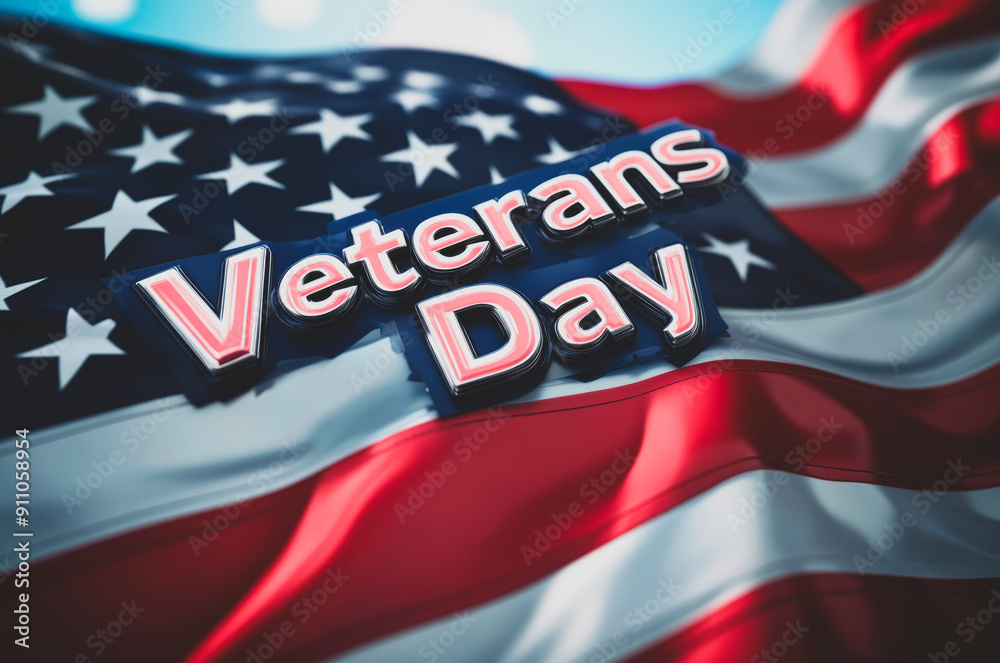 Fototapeta premium The US flag with the inscription - Veterans Day