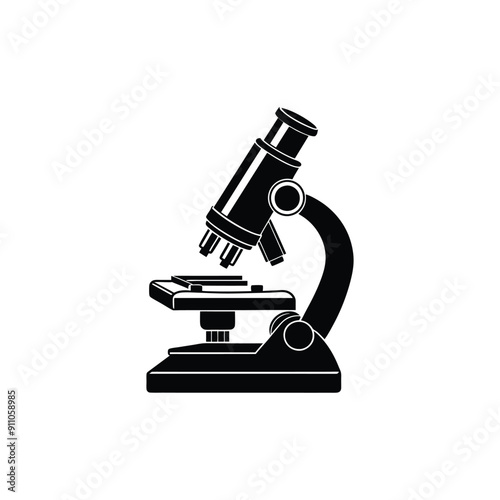 realistic microscope scientist silhouette