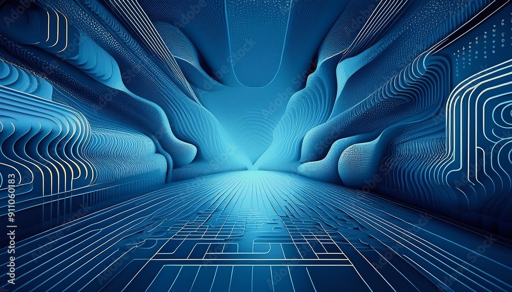 Drawing a blue world that symbolizes the digital inner world Stock ...