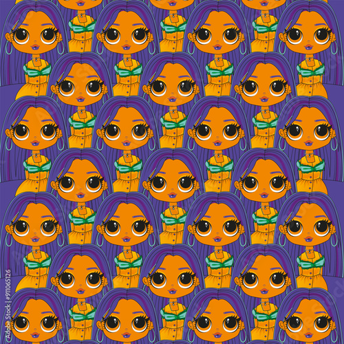 pattern girl big eyes