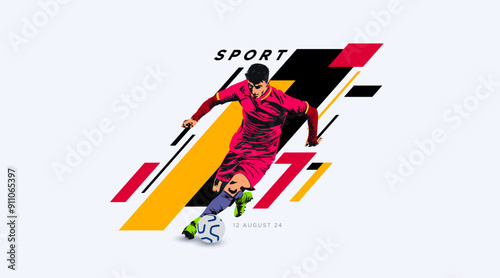 silhouette of soccer athlete. Design with the concept of celebrating national and international football sports days. football player. design template for sports match events