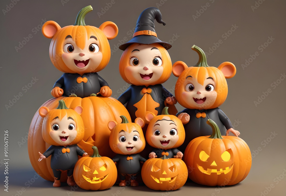 adorable 3d pumpkin for halloween in a whimsical cartoon style adorable 3d pumpkin for halloween in a whimsical cartoon style