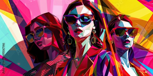 .Vibrant Abstract Fashion Illustration, Colorful Fashion Drawing photo