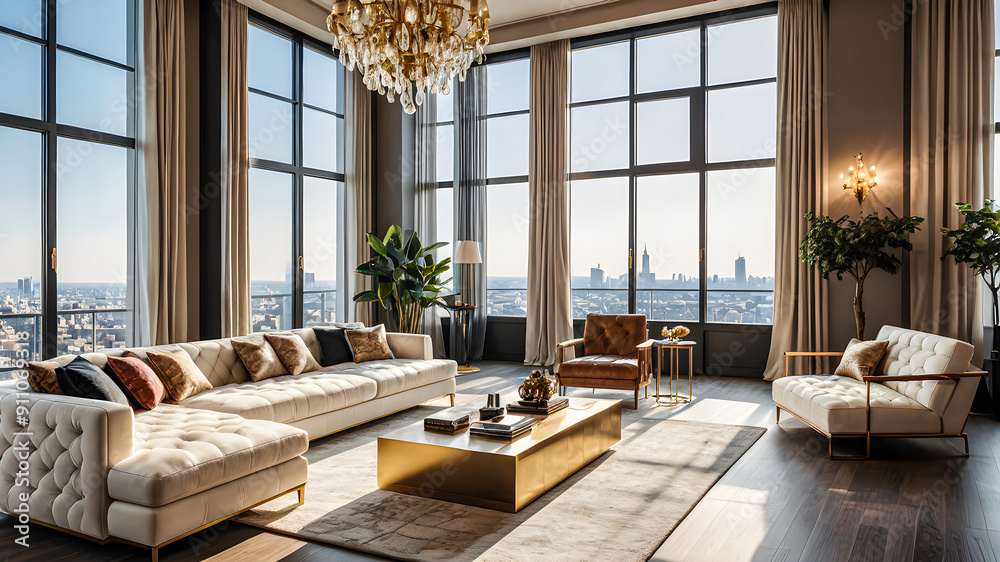 Luxurious bright modern living room and elegant architecture. Closeup ...
