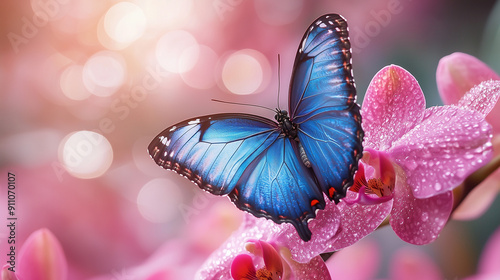 Iridescent blue morpho butt...