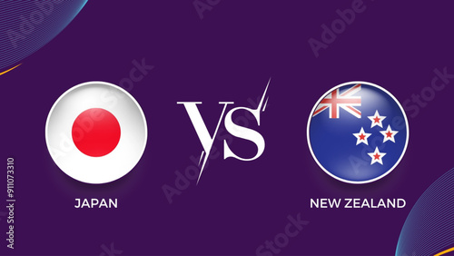 japan vs New Zealand  broadcast template for social media. vector illustration