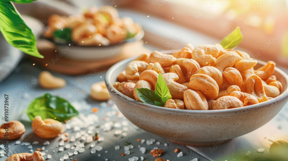 A bowl of cashew nuts on the table A bowl of cashew nuts on the table