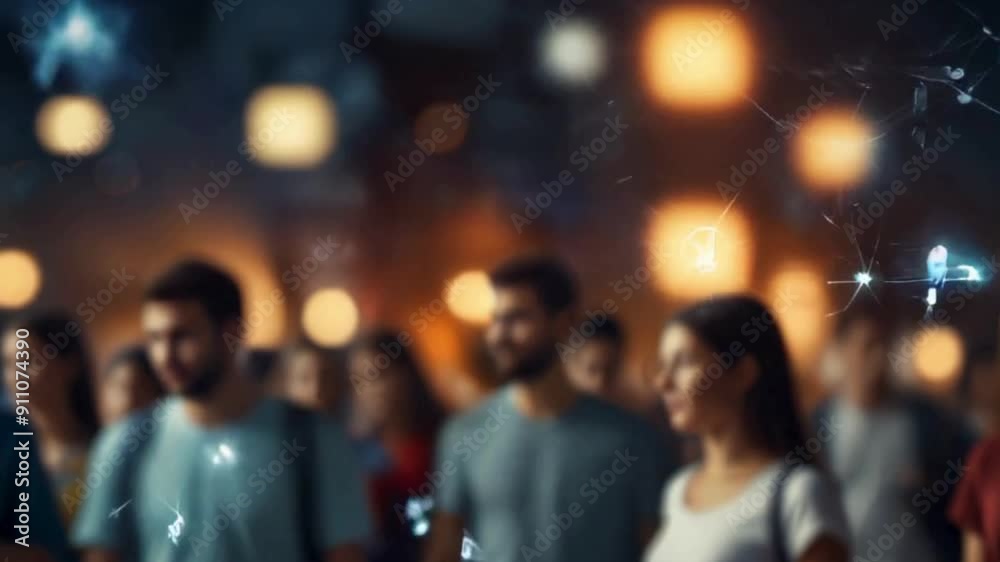 People Standing Together with Connecting Lines Above Their Heads People Standing Together with Connecting Lines Above Their Heads