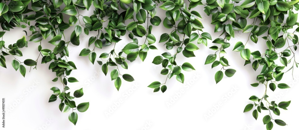 Greenery of branches on a white isolated background with copy space image Greenery of branches on a white isolated background with copy space image