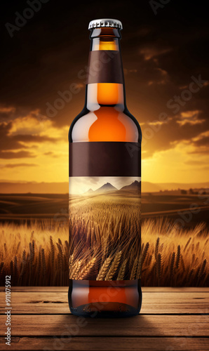 Decorative label for a drink or beer containing barley. Free space to add product name.