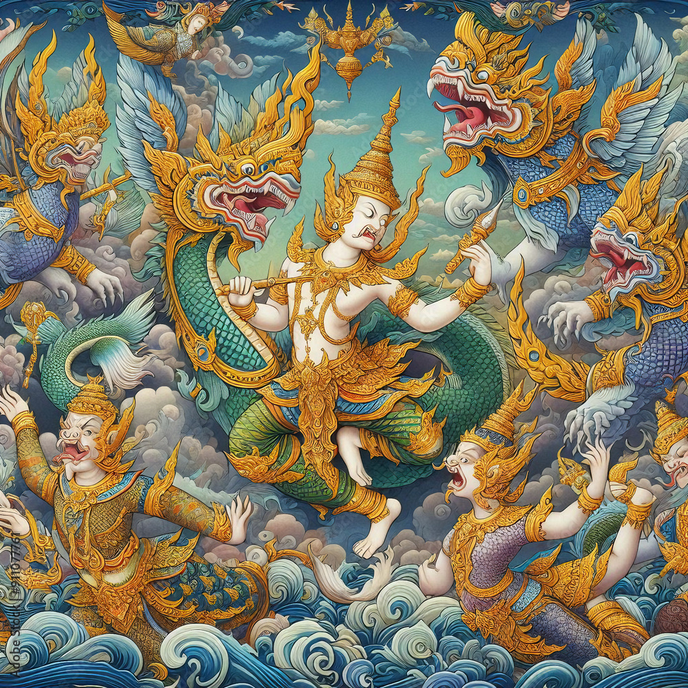 Fototapeta premium paint work ramayana