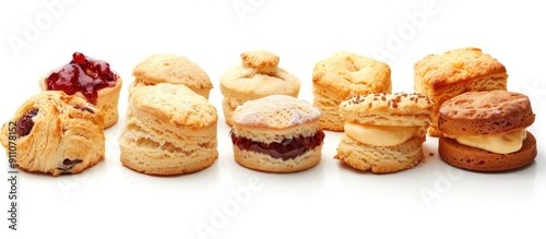 British scones displayed on a white background with copy space image