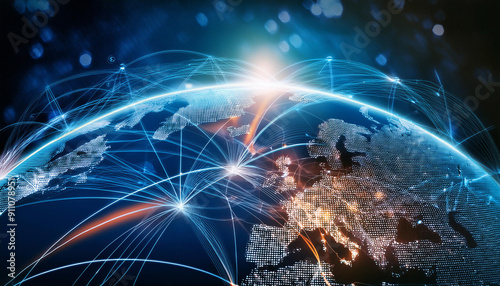 Close-Up of International Relations and Global Connectivity
