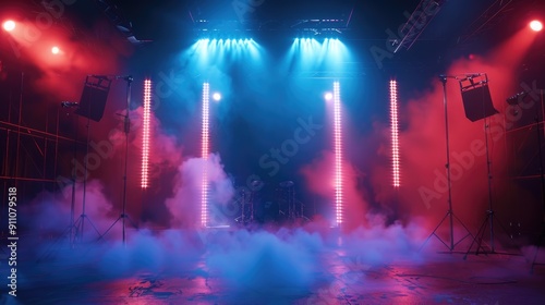 Dynamic Concert Stage with Vibrant Lights and Smoke Effects