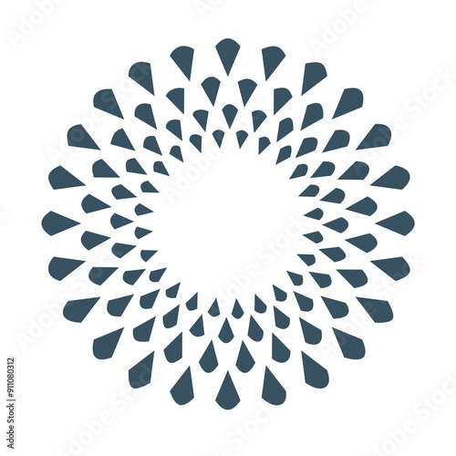 Concentric circles with spikes directed inwards