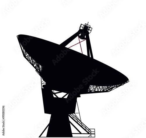 Silhouette of a large space satellite antenna