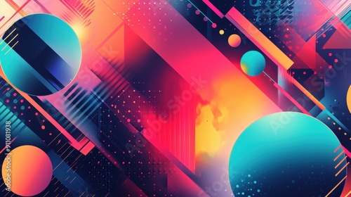 Abstract Background with Colorful Shapes and Geometric Patterns